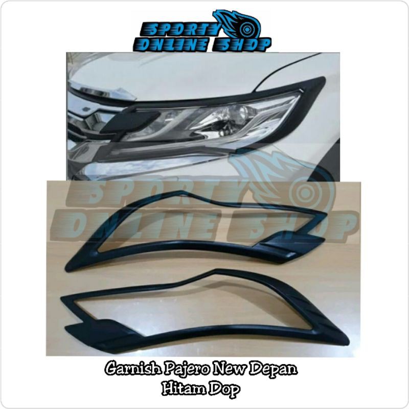 Garnish Lampu Pajero New Depan Hitam Dop