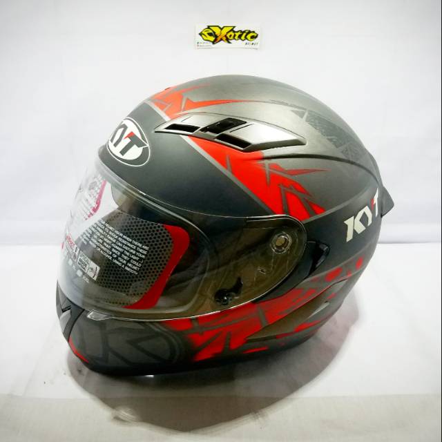 Helm KYT Falcon Spike black doff red merah