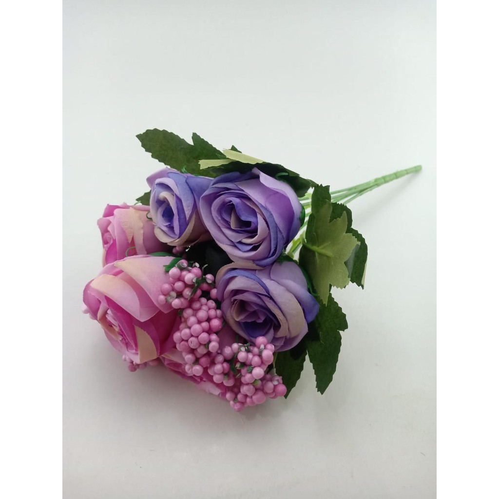 COD BUNGA MAWAR BUNGA TANGKAI PLASTIK BUNGA ARTIFISIAL BUNGA PAJANGAN BUNGA HIASAN BT9053-UNGU