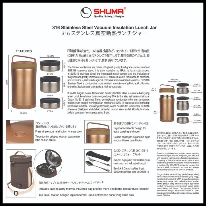 Lunch Box Shuma 1500 Ml Kotak Makan Siang Hot And Cold Food