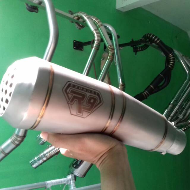 Knalpot cbr150 fullsystem r9 sanblas suara gahat