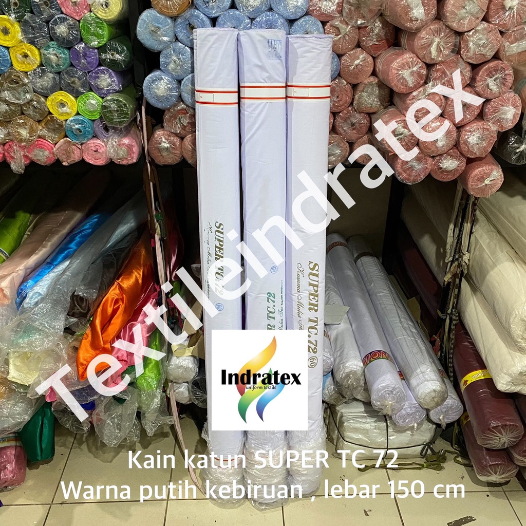 ( per 1 roll ) bahan kain katun putih tebal polos SUPER TC 72 gulung lebar 150 cm isi 54 meter baju hem kemeja putih seragam sekolah backdrop background foto gamis koko layar proyektor sarung lapisan bantal mori kafan alas piknik spanduk lukis pecel lele