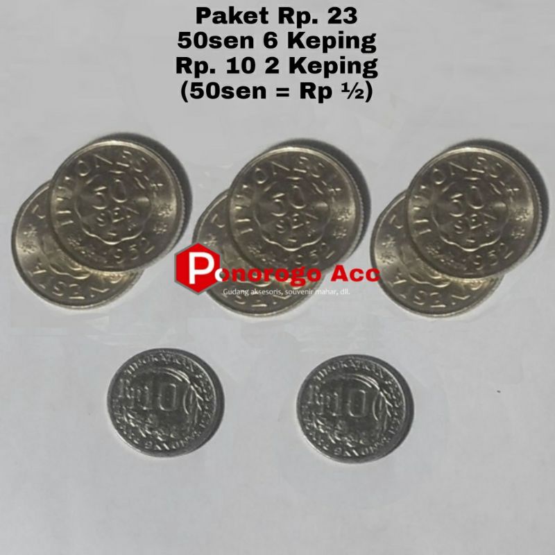 Paket uang kuno 23 rupiah paket koin 23 rupiah rp 23 koin 10 rupiah koin 1 rupiah uang mahar nikah