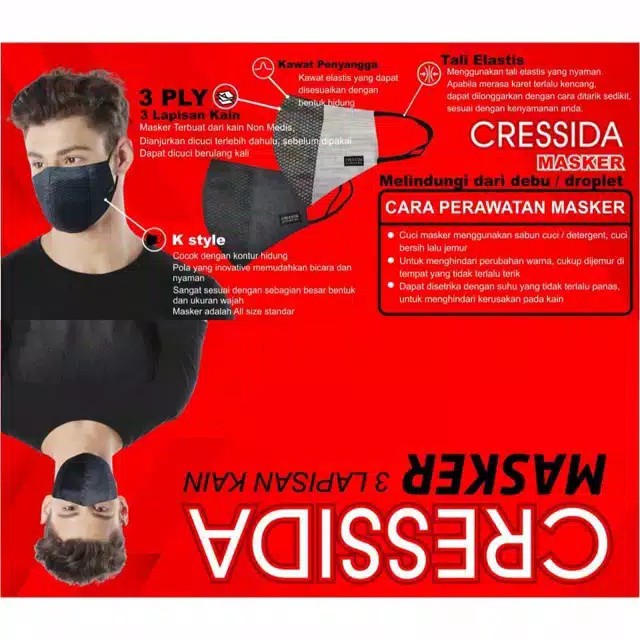 gof CRESSIDA MASKER KAWAT Isi 2 Masker Dewasa Non Hijab - EAFA.G00012