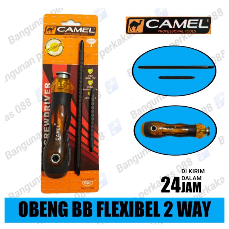 CAMEL OBENG FLEXIBEL 2WAY+1PCS MATA OBENG / OBENG BOLAK BALIK MURAH / OBENG KARET / OBENG BAGUS