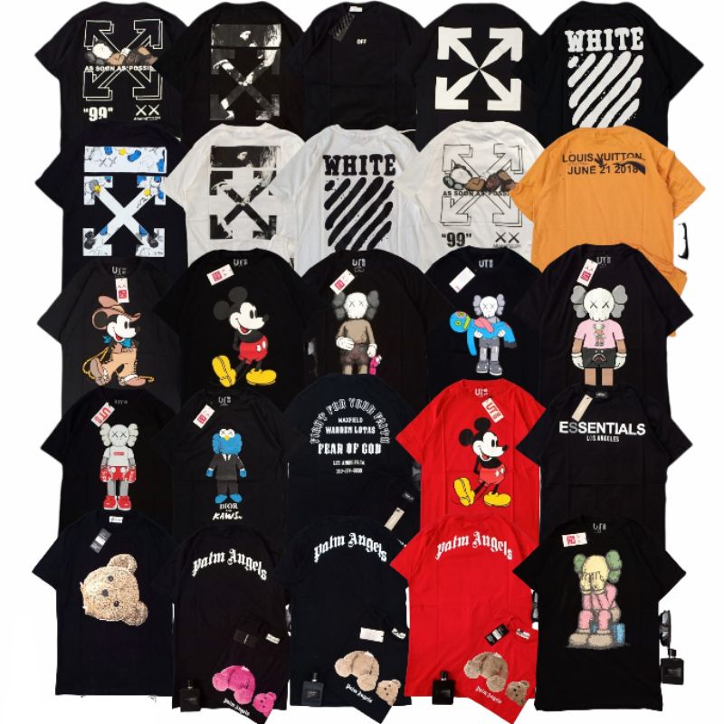 KAOS OFF WHITE FULL TAG | KAOS PRIA | KAOS DISTRO | UNIQLO | PALM ANGELS | FEAR OF GOD