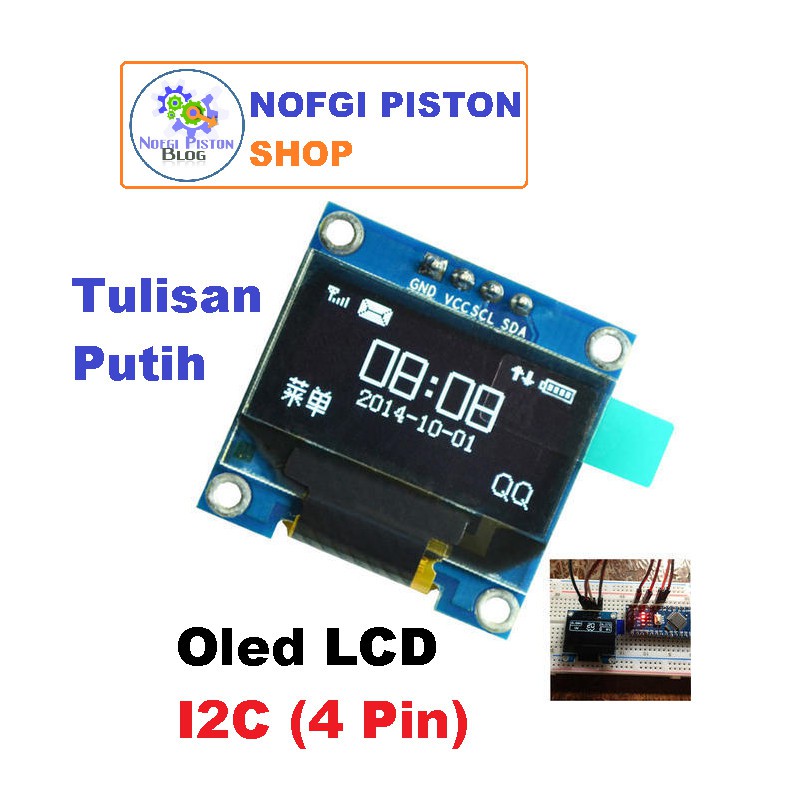 OLED Display 128x64 0.96" Inch White, I2C LCD OLED Module