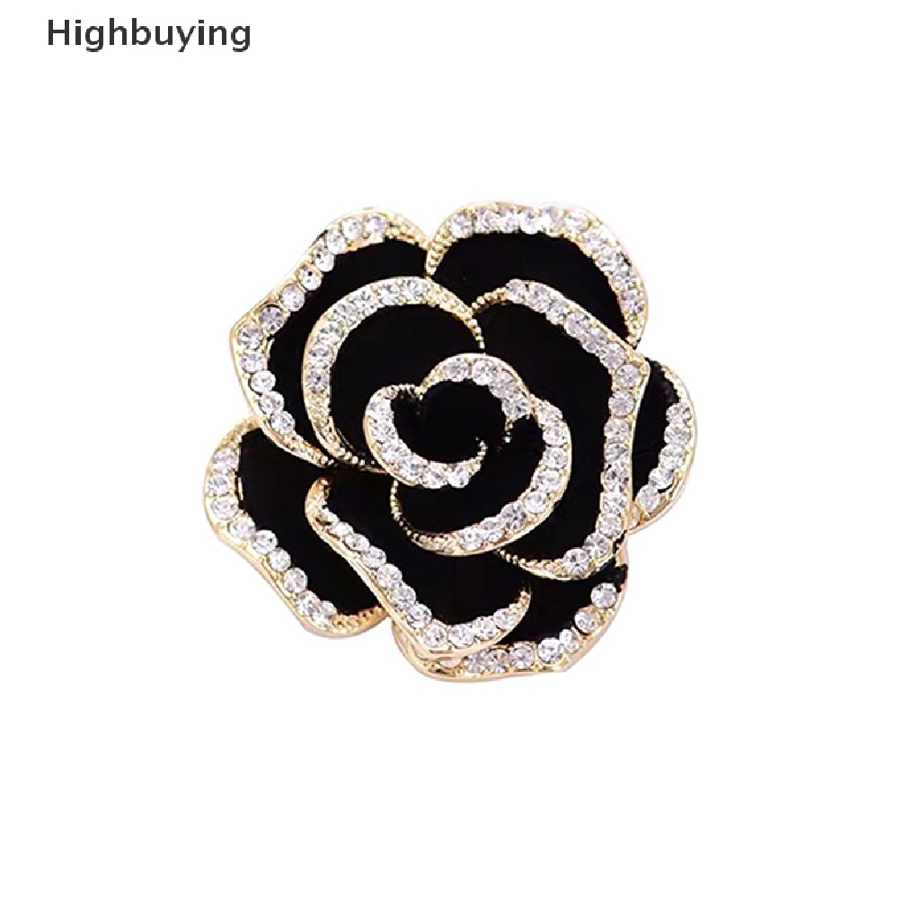 Hbid 1Pc Bros Pin Enamel Desain Bunga Camellia Hias Berlian Imitasi Untuk Wanita