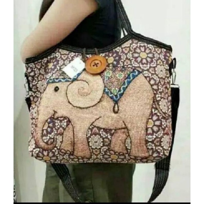 Tas Thailand gajah Owl/Tas Tote Bag wanita Thailand Bangkok/Tas Thailand gajah Bangkok