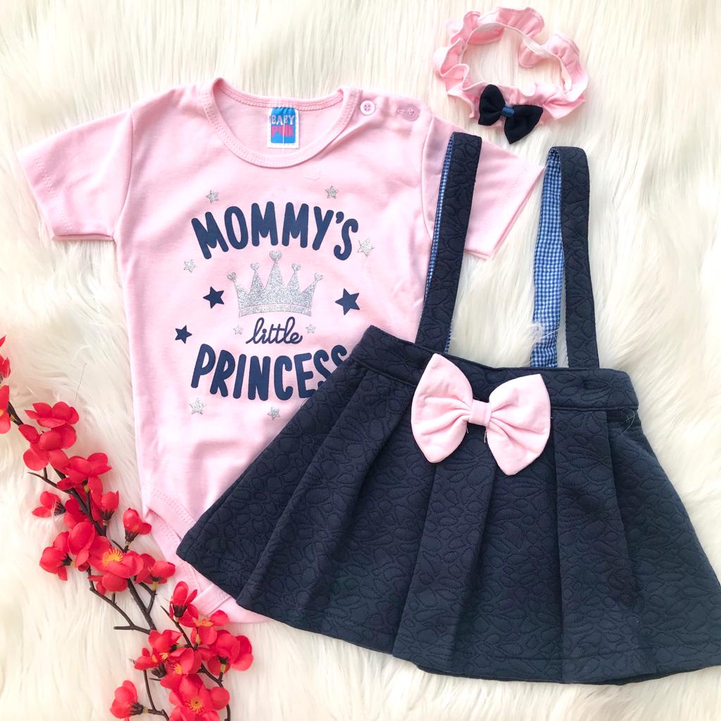 Baju setelan jumper rok overall bandana lucu pergi fashion anak bayi cewek perempuan murah -mom