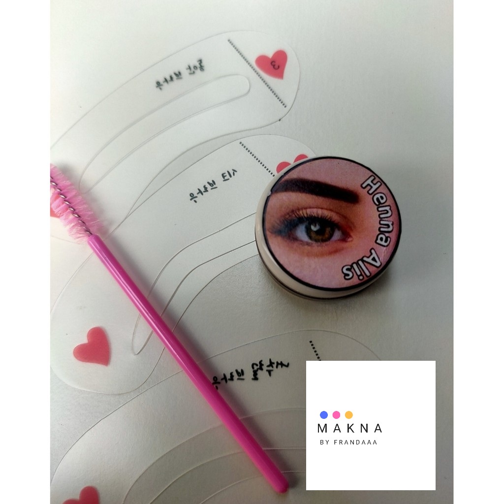 PAKET HENNA BROW TINT / HENNA ALIS TAHAN LAMA FREE SISIR ALIS & CETAKAN ALIS
