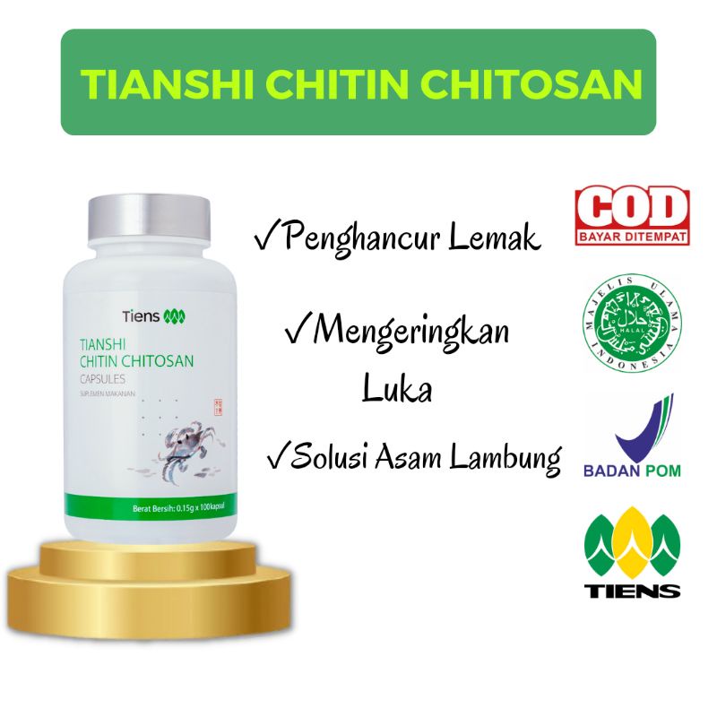 Chitin Chitosan Tiens Original Penghilang Lemak Menurunkan Berat Badan Penghilang Racun Masker Wajah