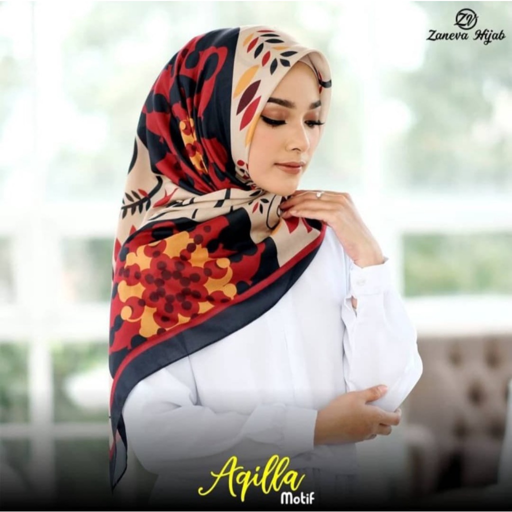 Voal hijab / Hijab Segiempat / Aqila Motif BY zaneva Hijab