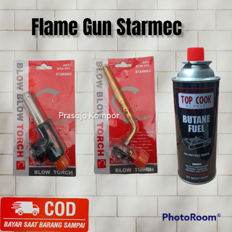 Paket Blow Torch/Kepala Las Gas Kaleng/Flame Gun Starmec + Gas Kaleng