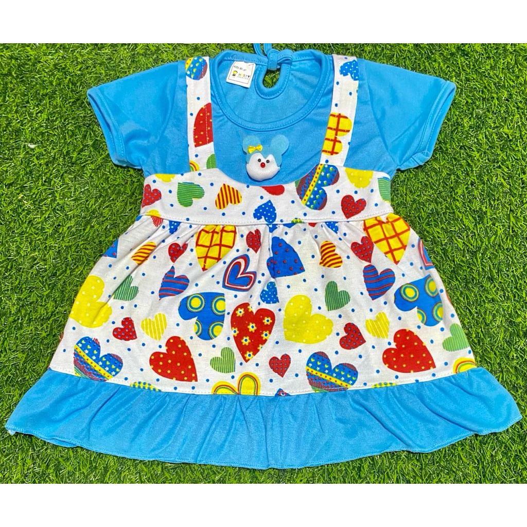 baju bayi dress motif love setelan 3-18bulan
