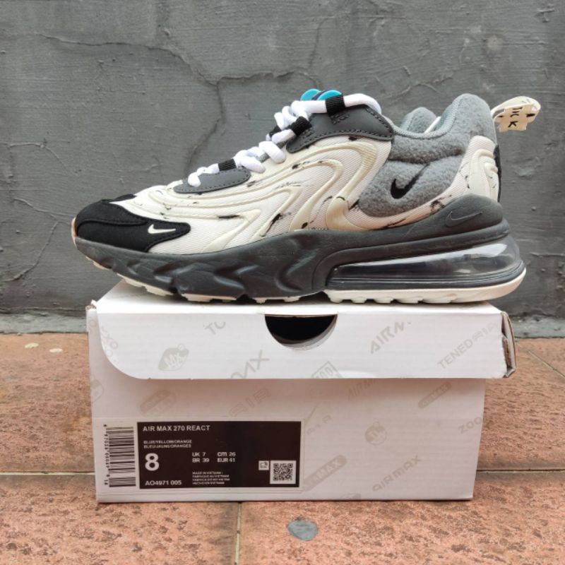 Sepatu Nike Air max 270 cactus Jack x Travis scoot Grey BNIB original Made in Vietnam / sepatu casual / sepatu pria