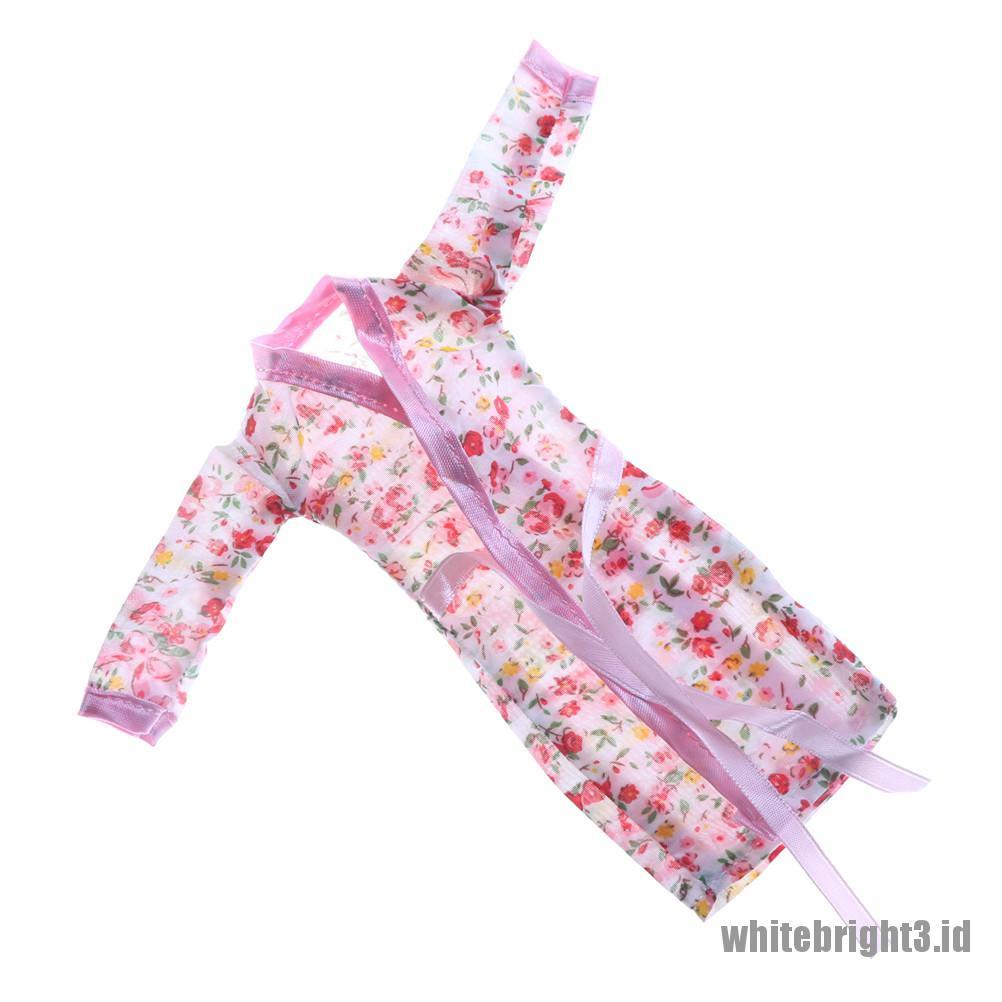 (white3) Piyama Handmade Motif Print Bunga Untuk Boneka