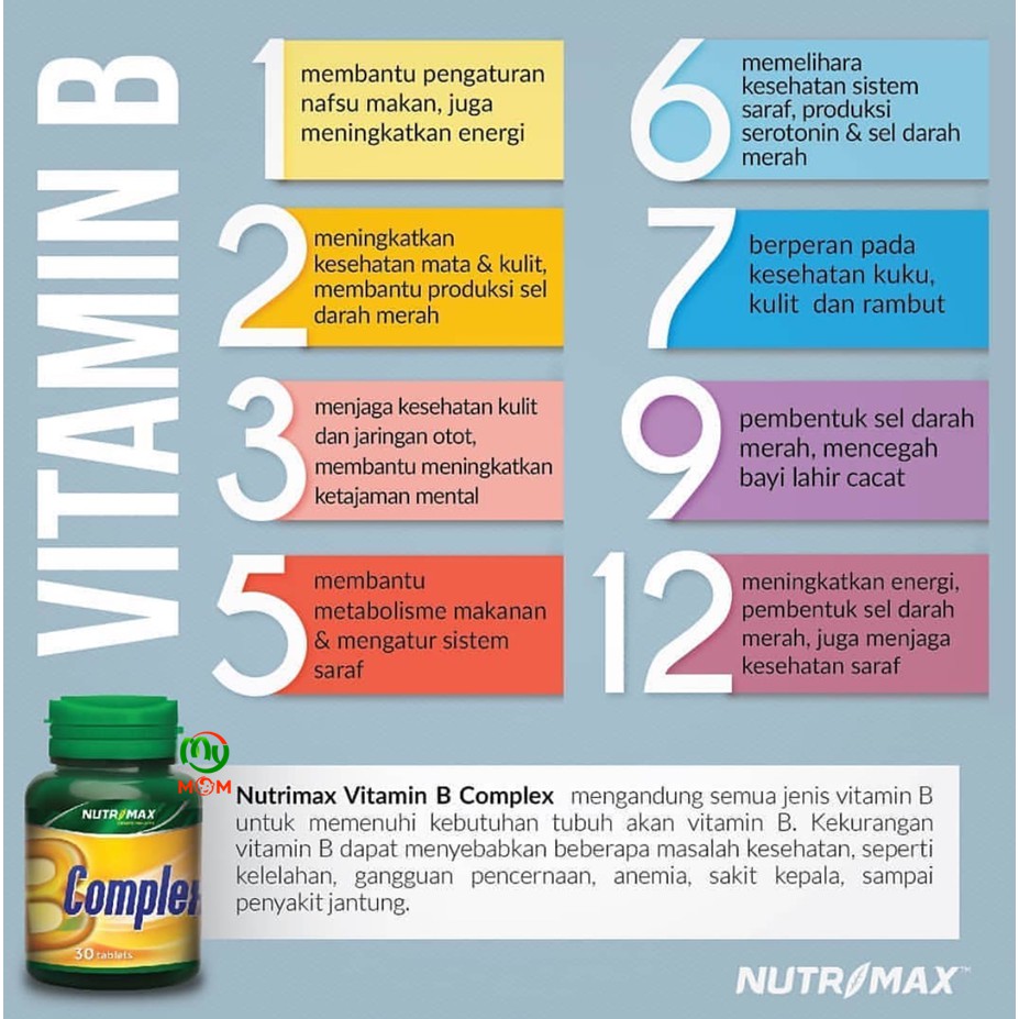 [BPOM] Nutrimax Vitamin B Complex Isi 30 Tablet / Vitamin Penambah Nafsu Makan B Komplek / MY MOM