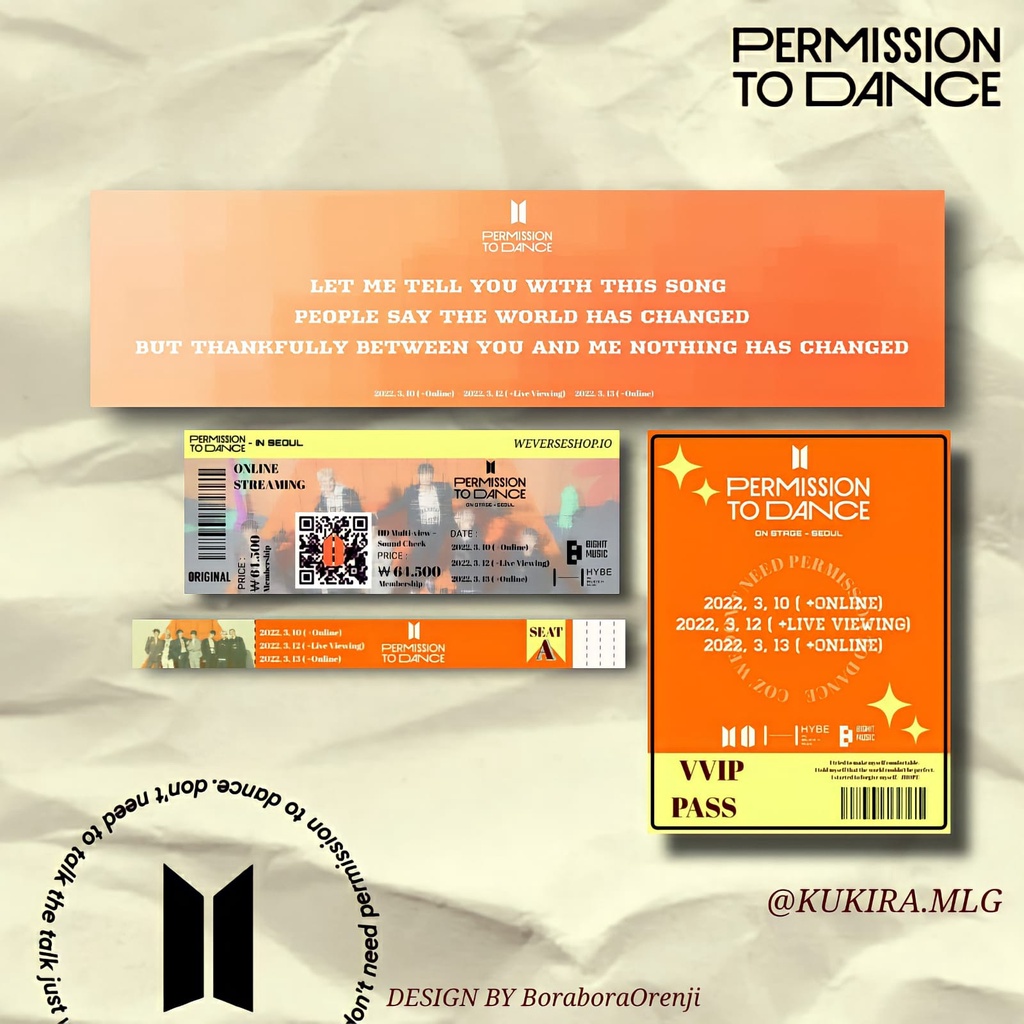 FANKIT BTS TICKET PERMISSION TO DANCE IN LAS VEGAS AND SEOUL 2022