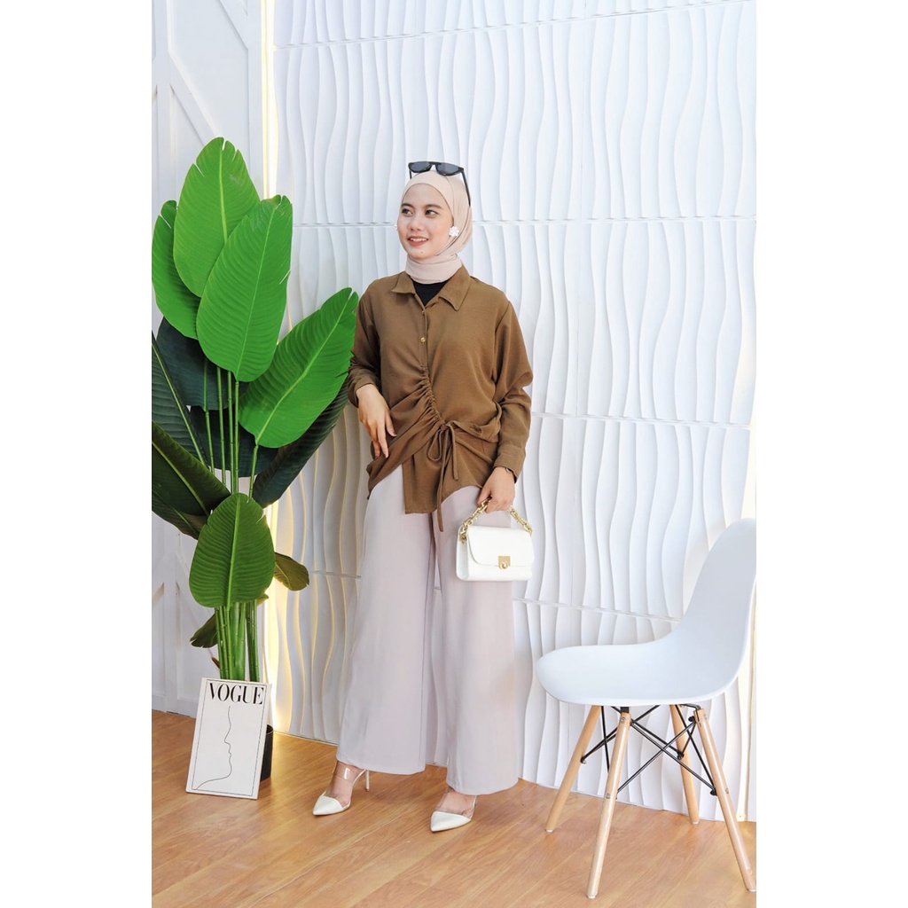 KEMEJA SERUT DEPAN GRELA SILFA KEMEJA SERUT CRINGKLE ATASAN BAJU SERUT blouse kemeja serut depan  / BLOUSE CRINGKLE TALI SERUT KEMEJA CRINGKLE AIRFLOW / ATASAN WANITA BLOUSE WANITA