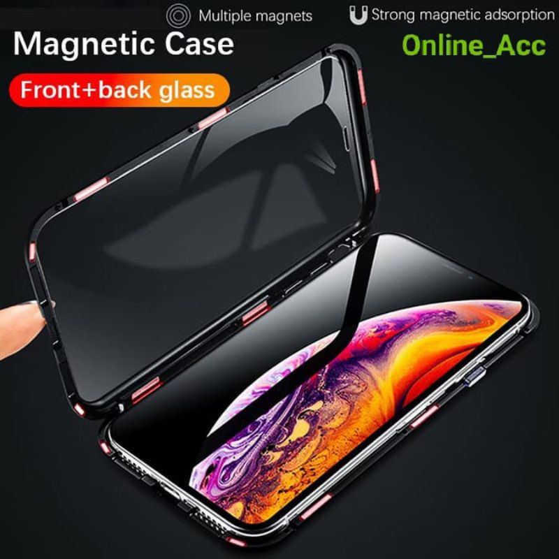 DOUBLE GLASS SAMSUNG A11 A12 A21 A30 A31 A32 A50 A51 A52 M11 S10 PLUS CASING MAGNETIC FLIP DUAL SIDE