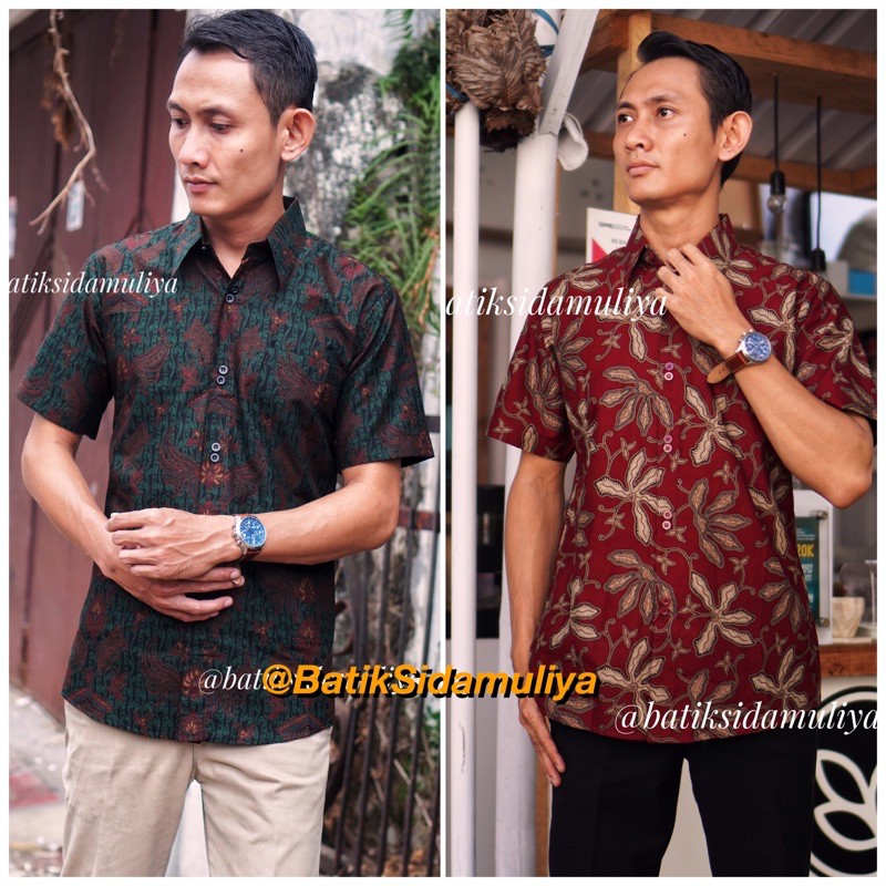 BATIK PRIA LENGAN PENDEK KEMEJA BATIK PRIA LENGAN PENDEK SLIMFIT HEM PREMIUM SIDAMULIYA COLLECTION