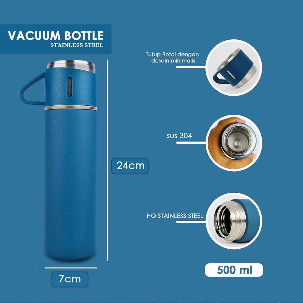 Termos Air Minum Botol 500ml Liter HMN09 Tumbler Air Panas Mini Thermos Kecil Kopi