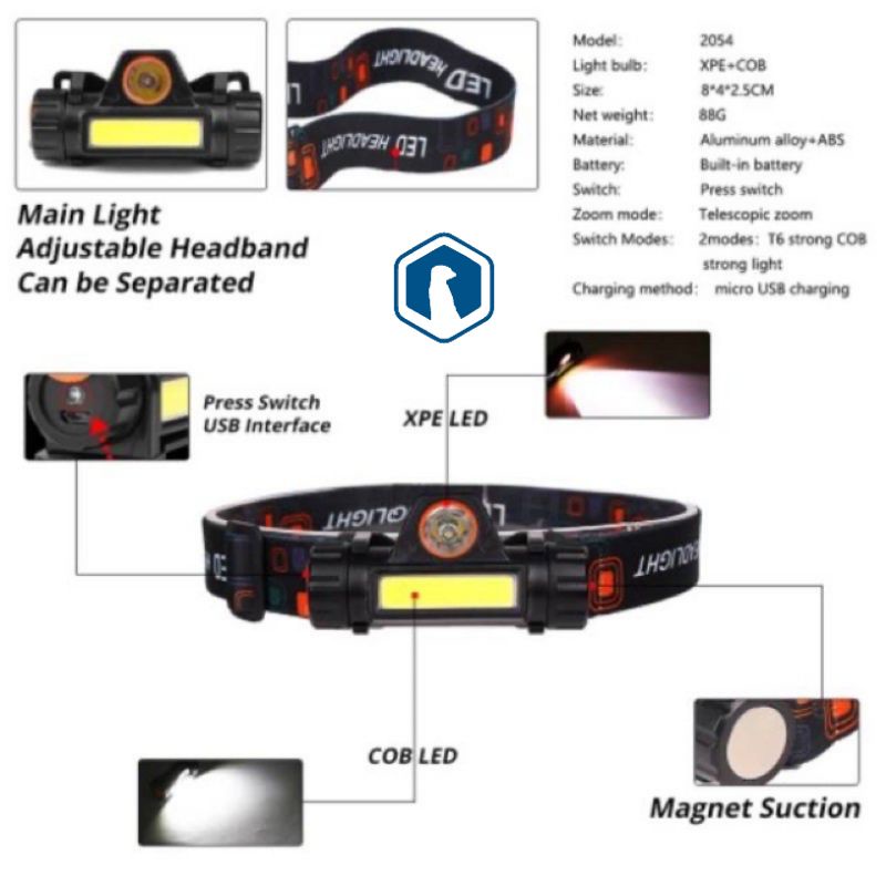 HeadLamp Senter Kepala - Headlamp Gunung - Headlamp Outdoor - Baterai Tahan lama LED High Power 101102