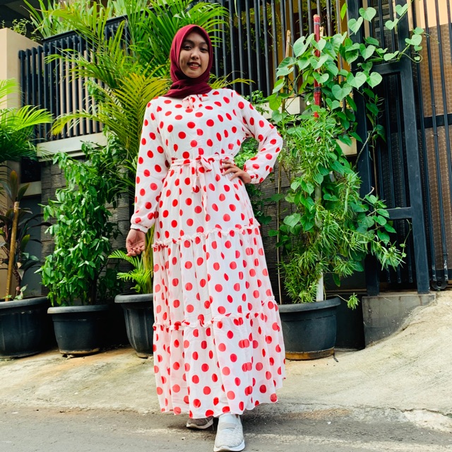 Gamis ceruty polkadot