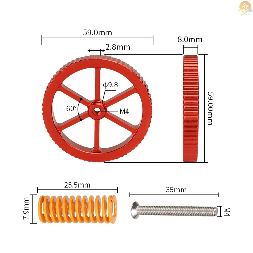 4 Pcs Sekrup Printer 3D Bahan Aluminum Diameter 59mm Dengan 4 Sekrup M4 Ender-3 CR-10