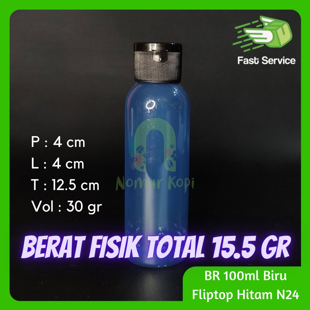 Botol 100ML BR BIRU Fliptop