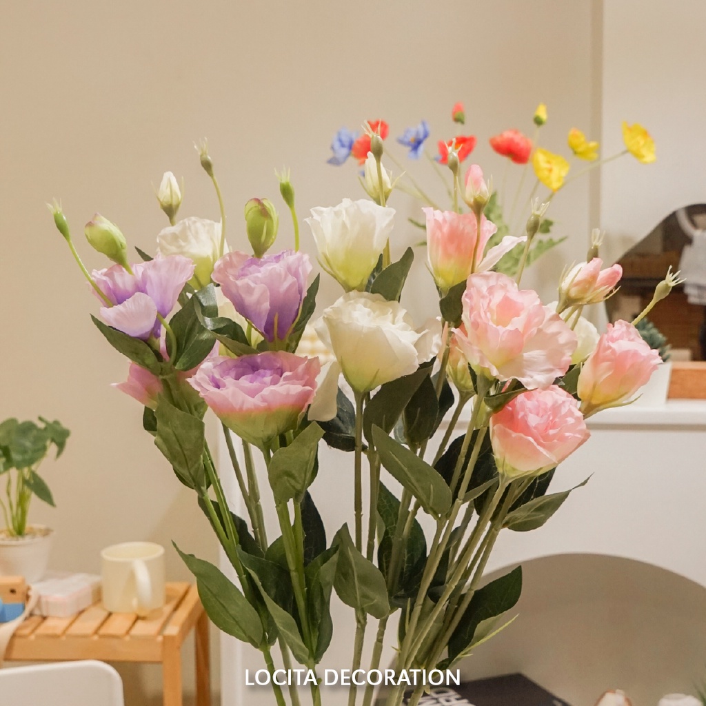 Jual Artificial Silk Lisianthus Eustoma Grandiflorum Flower/Bunga Mawar Palsu untuk Dekorasi