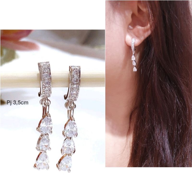 Anting Silver925 Full mata anting silver Anti Karat anti alergi anting premium berlian kilap N-050