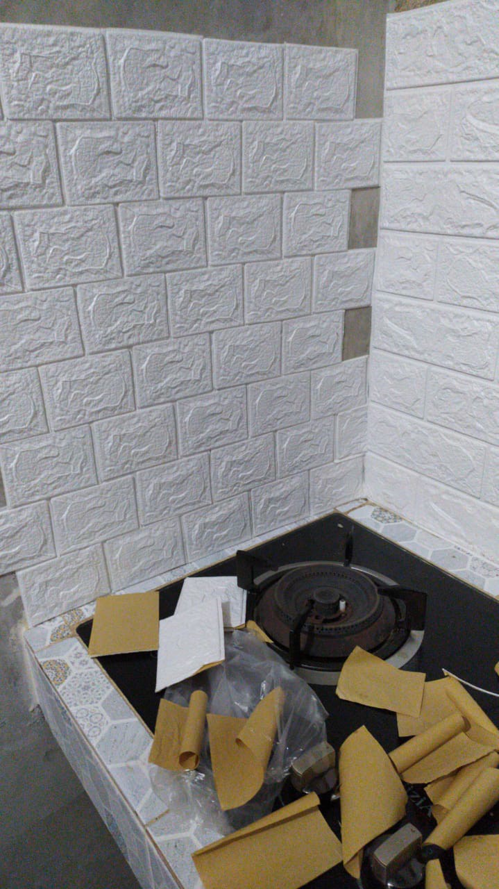 Wallpaper 3d Foam Batu Bata Modern Ukuran 70x77 Wall Sticker Interior