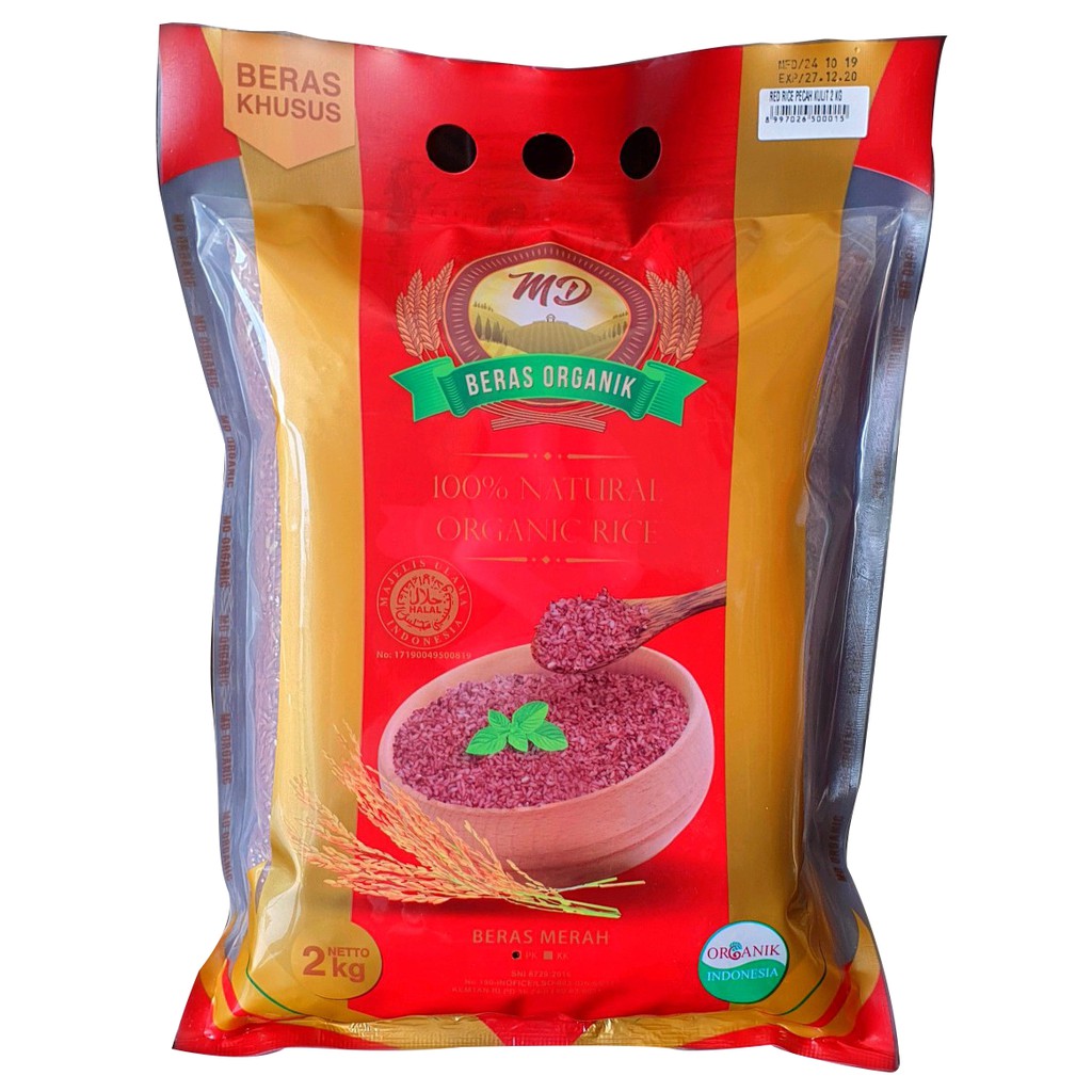 

MD Beras Organik Merah Kupas Kulit / MD Organic Red Rice Kupas Kulit 2kg