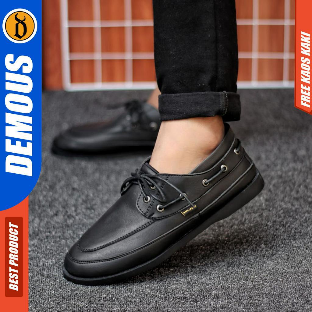 DEMOUS DARIO - Sepatu Pantofel Kerja Formal Casual Hitam Pria