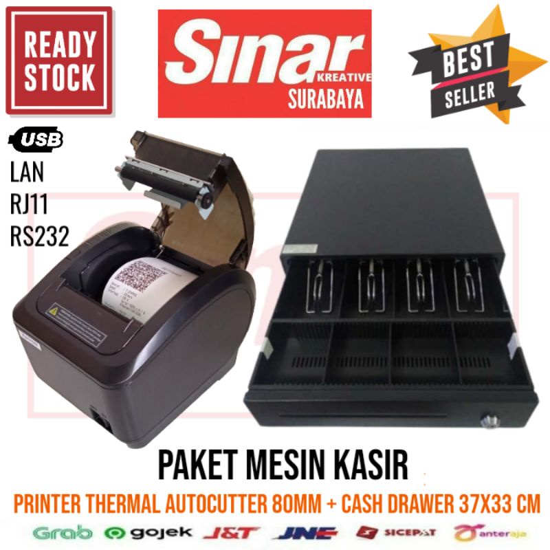 PRINTER THERMAL 80MM AUTOCUTTER K260USE PLUS CASH DRAWER 37x33CM (MESIN KASIR HIGH SPEED PRINTING PE