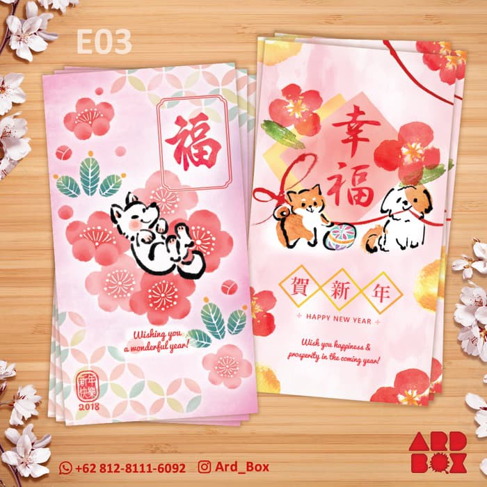 

Dijual Angpao Imlek Costum Nama 2 desain tahun anjing lucu Merah pink bunga terbaik