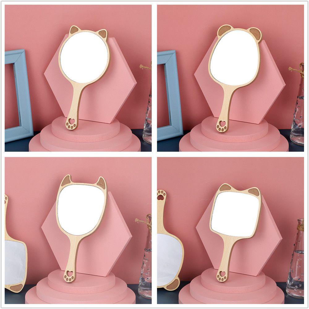 R-flower Makeup mirror Lucu Baru Dengan Pegangan High-definition Handheld Vintage Dressing mirror