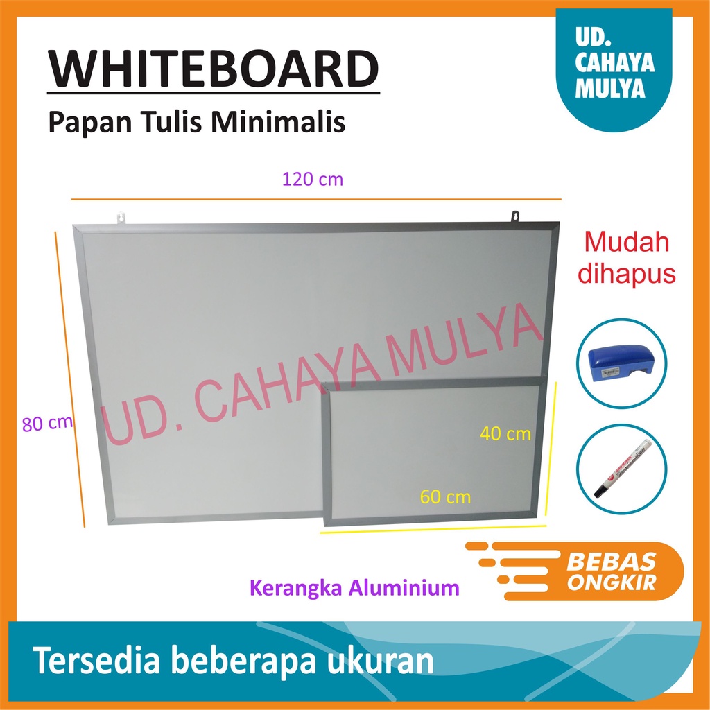 

Papan Tulis Whiteboard - Minimalis - 30x20