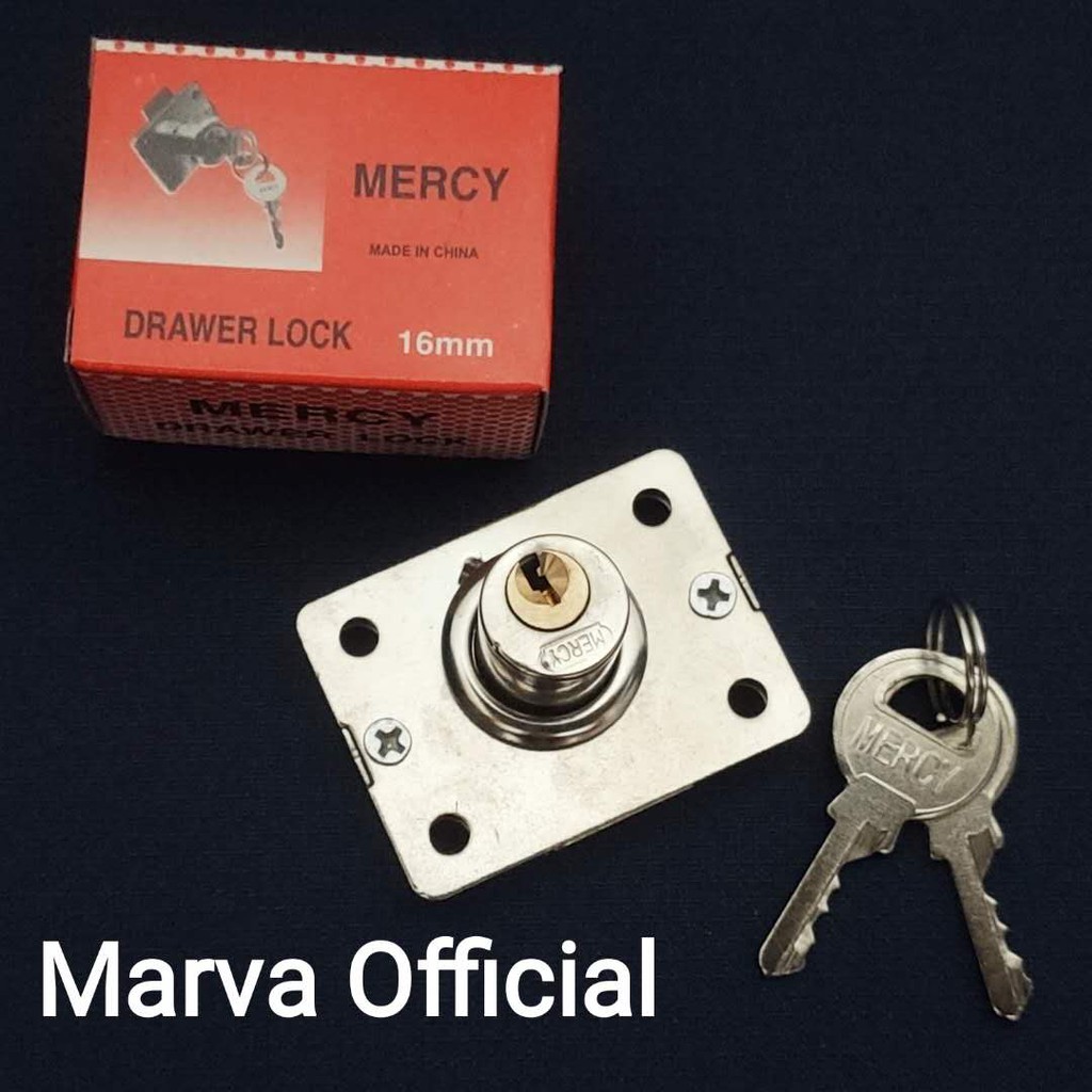 kunci laci SILVER kuci laci lemari MERCY diameter 16mm 16 mm drawer lock bukan merk 808 putih kepala
