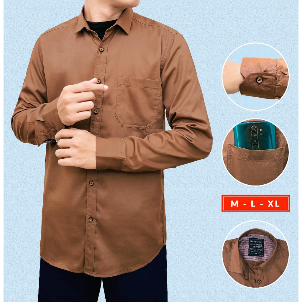 Kemeja Lengan Panjang Polos Pria Premium Pria   Merk Ilefen tuelef -IL.014