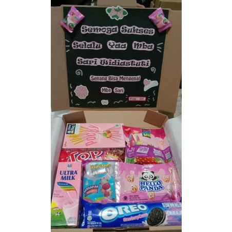 Kado Snack Box / Kado Ulang tahun / Kado wisuda / Kado Unniversarry / Paket Pink