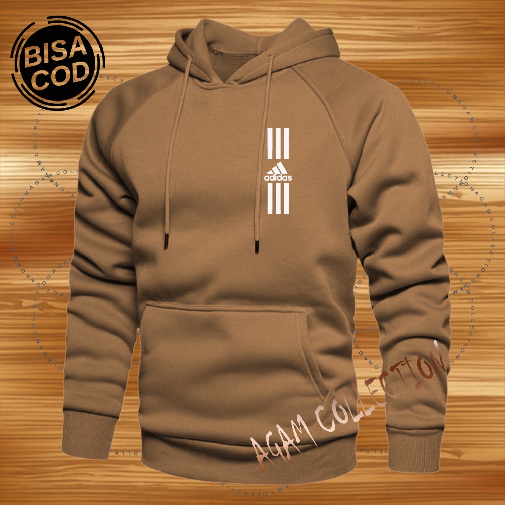 Agam collection Sweater Hoodie Distro Adid4s Logo Premium Text Putih Atasan Pria Wanita Big Size