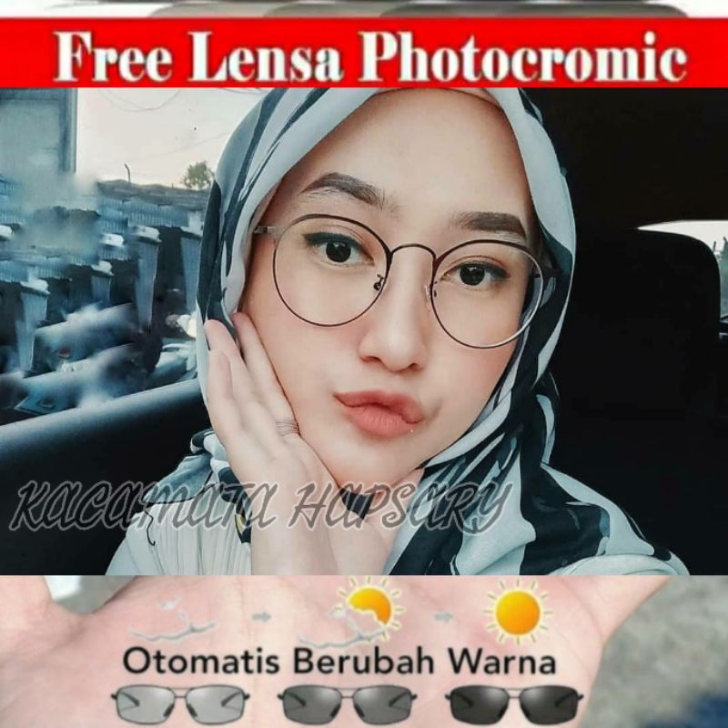 Frame Kacamata Wanita Trendy Terbaru 1301 Minus Anti UV Plus Anti Radiasi PHOTOCROMIC