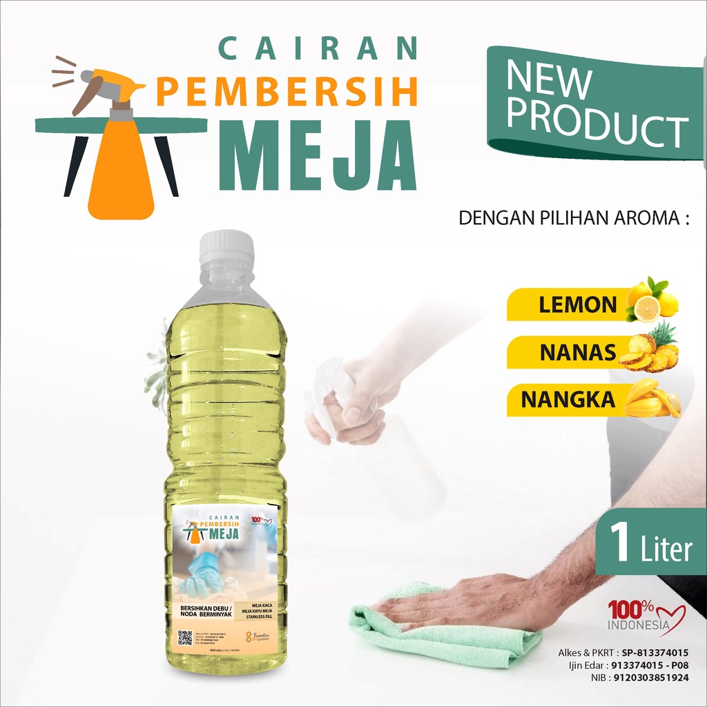 Cairan Pembersih Meja Aroma Segar Kemasan 1 Liter Botol Pet + Free Bubble Wrap