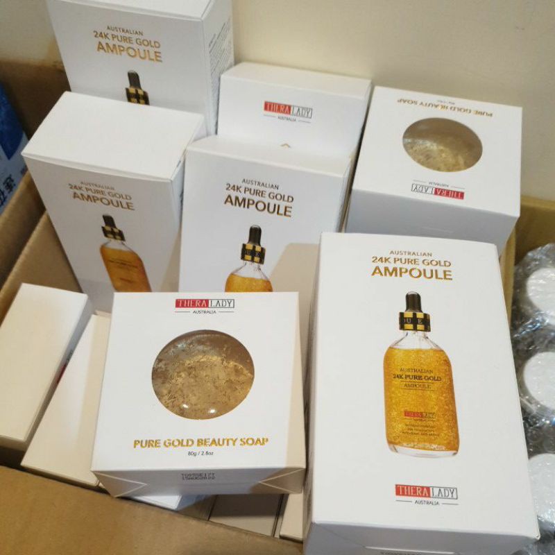 READY  PAKET THERA LADY AUSTRALIAN 24K PURE GOLD AMPOULE + SOAP FREE SPONGE