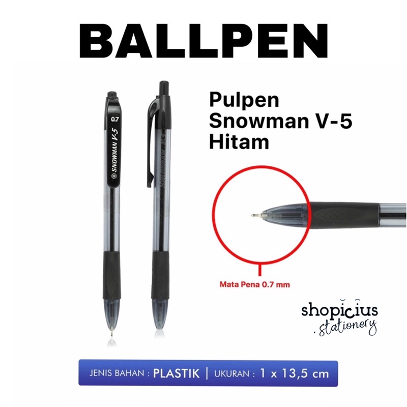 

Ballpen / Pulpen / Pena / Bolpen Snowman V-5 V5 Hitam