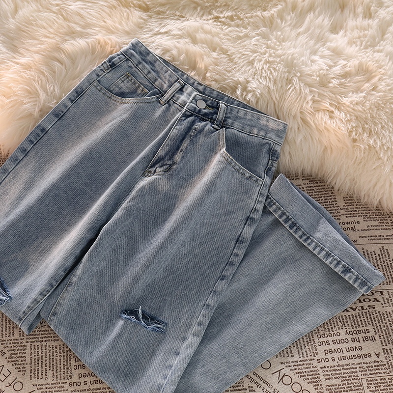 Denim Highwaist  Kulot Jens Wanita Loose/Celana Ripped Jeans Wanita Import