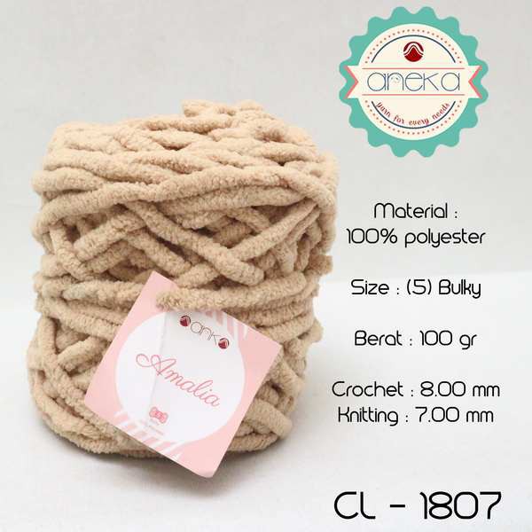 Benang Rajut Chenille Midi Amalia Yarn 2 1807 Krem